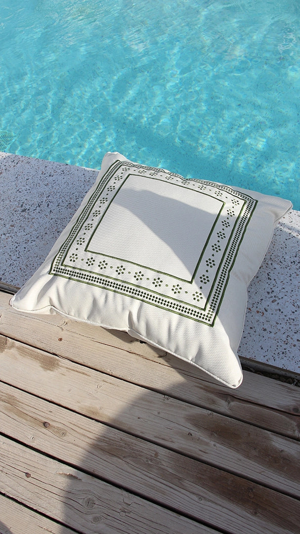 Embroidered Floor Cushion with Oasis Pattern